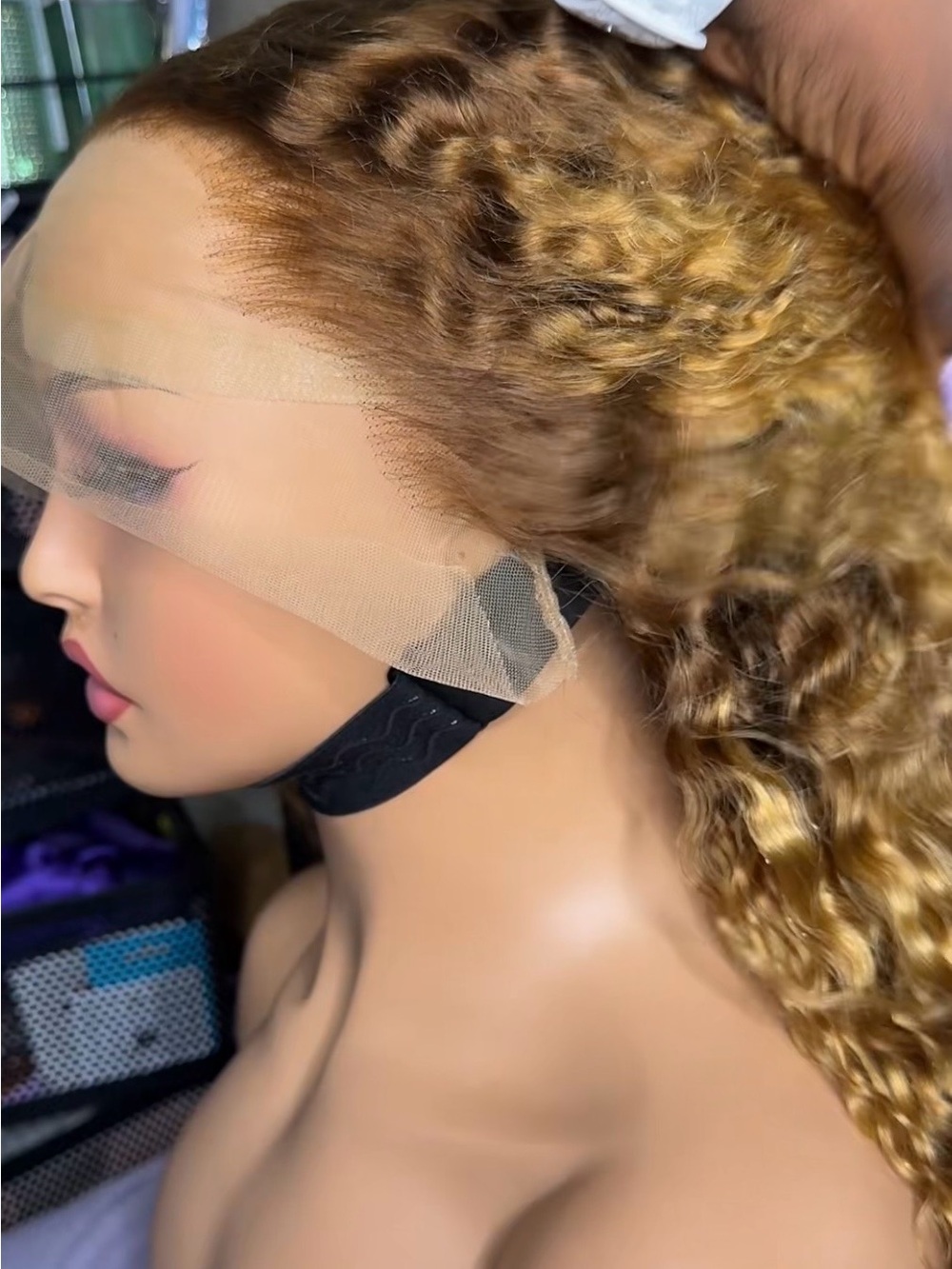 Curly Ombre Honey Brown Lace Front Wig - Natural Volume